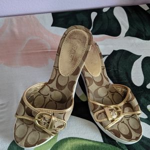 Coach wedge sandals tan size 7